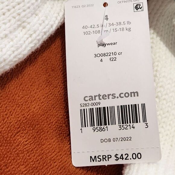 Carter's Sweater For Girls Size 4 100%cotton  Color Ivory - Picture 6 of 10